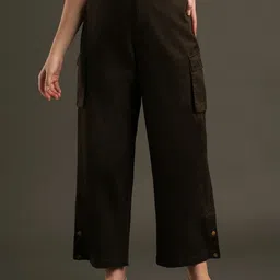 Globus Women Relaxed Loose Fit Mid-Rise Cargos Trousers-picture-26