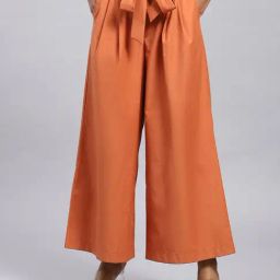Label Ritu Kumar Brown Relaxed Fit Mid Rise Pants-picture-49