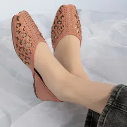 Shezone Women's Peach Ethnic Juttis-picture-15