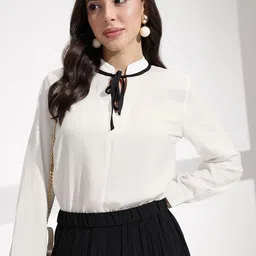 her by invictus Tie-Up Neck Shirt Style Top-image-79
