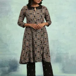 Folksong by W Black Printed A Line Kurta-picture-20