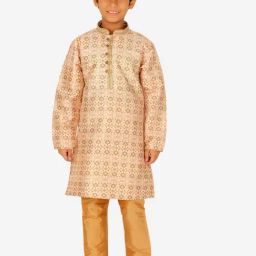 Pro-Ethic Style Developer Kids Light Brown & Beige Floral Print Full Sleeves Kurta with Pyjamas-picture-43