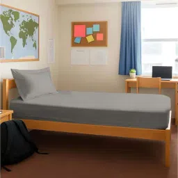 Pizuna Ash Grey Cotton 400TC Bedsheet with 1 Pillow cover image 2