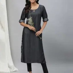 Aurelia Grey Straight Kurta image 3