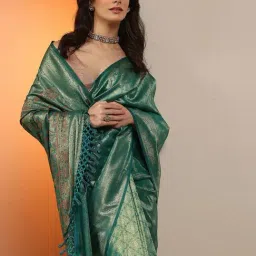 Libas Green Ethnic Motifs Saree with Unstitched Blouse image 4
