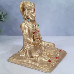 Afterstitch Golden lord Hanuman ji Murti idol statue God Showpiece image 4