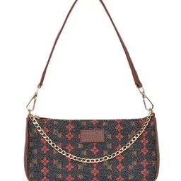 ZOUK Shobha Niwas Lotus Motif Black Printed Baguette Bag-picture-30