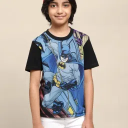 Kidsville Blue & Black Cotton Printed Batman T-Shirt-image-87