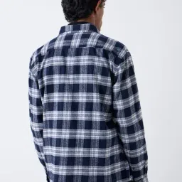WES Casuals by Westside Navy Check Design Relaxed-Fit Cotton Shirt image 2