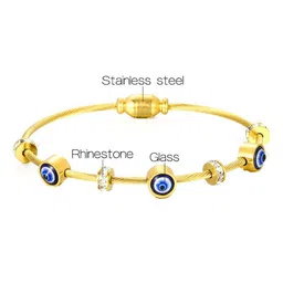 DressBerry Women 2 American Diamond Temple Gold-Plated Bangle-Style Bracelet image 2