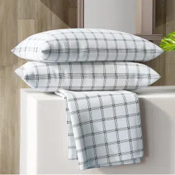 Layers Zen Collection 220TC White Checkered Flat Bedsheet Set-image-13