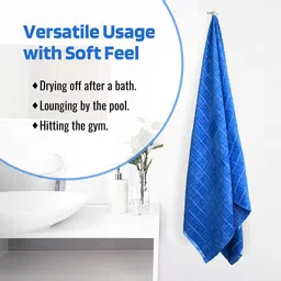 Kuber Industries Blue & Brown 4 Pieces Striped 250 GSM Bath Towels image 3