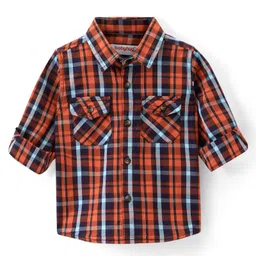Babyhug 100% Cotton Woven Full Sleeves Checkered Shirt - Multicolor-picture-17