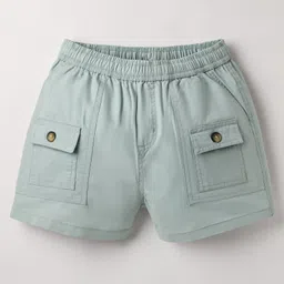 kookie kids india Kookie Kids Poplin Woven Solid Color Shorts With Front Flap Pockets - Mint-picture-29