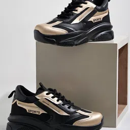 Shoetopia Colour Blocked Sneakers - Black-image-62