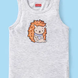 Babyhug 100% Cotton Sleeveless Sando Fox Print Pack of 3 - Blue Orange & Grey image 2