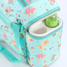 fab n funky Diaper Bag with Insulated Bottle Warmer with Animal Print - Sea Green image 2