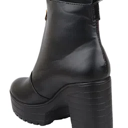 Shoetopia Solid Zipper Closure Boots - Black image 3
