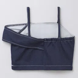 Taffykids Knit Sleeveless Threadwork Detailed Crop Top - Blue image 3