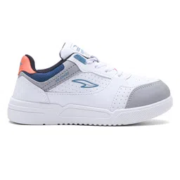 asian Colour Blocked Mesh Detailed Lace Up Sneakers - White Grey & Orange image 3