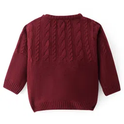 doodle poodle Doddle Poodle Cable Knit Full Sleeves Pullover Solid Sweater Set - Dark Red image 3