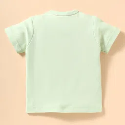 Zero Interlock Knit Half Sleeves Shorts Night Suit With Animal Print - Light Green image 3