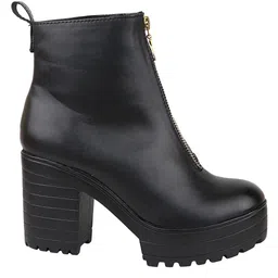Shoetopia Solid Zipper Closure Boots - Black image 4