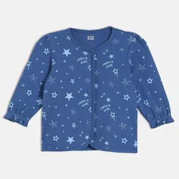 MINI KLUB Cotton Knit Pack Of 2 Full Sleeves Typography & Stars Printed Jhablas - Blue & Pink image 4