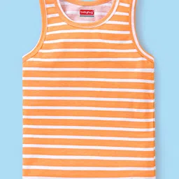 Babyhug 100% Cotton Sleeveless Sando Fox Print Pack of 3 - Blue Orange & Grey image 4