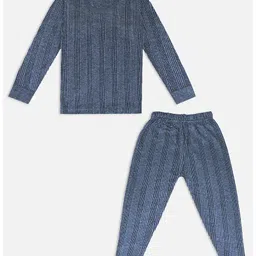 Trampoline Pack Of 2 Full Sleeves Striped Thermal Sets - Grey & Blue image 5