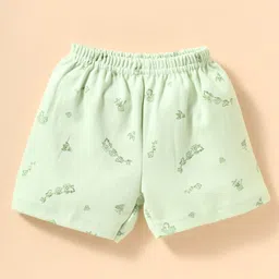 Zero Interlock Knit Half Sleeves Shorts Night Suit With Animal Print - Light Green image 4