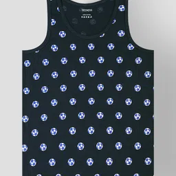 TRESNOVA Cotton Pack Of 3 Anti Microbial Finish & Advanced Ergonomic Armhole Technology Football Printed & Solid Soft Vests - Navy Black & Blue image 5