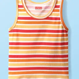 Babyhug 100% Cotton Knit Sleeveless Striped & Printed Sando Vests Pack of 3 - Multicolor image 4
