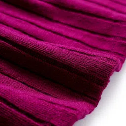 Pine Kids Knitted Full Sleeves Solid Ribbed Woollen Dress With Fabric Belt - Dark Pink image 5