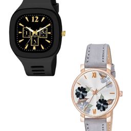 Miss Perfect Unisex Pack Of 2 Textured Dial & Leather Straps Analogue Watch LJ279-picture-34