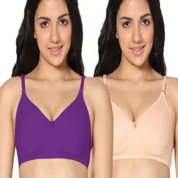 IN CARE Purple & Peach Cotton T-Shirt Bras - Pack Of 2-image-56