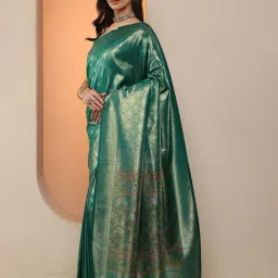 Libas Green Ethnic Motifs Saree with Unstitched Blouse image 3