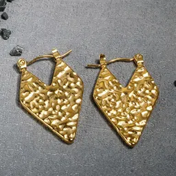 Estailo fashion Gold-Plated Contemporary Shaped Hoop Earrings-picture-14