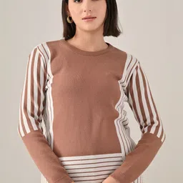 ANNY Mono Weave Round-Neck Sweater With Palazzos Co-Ords image 5
