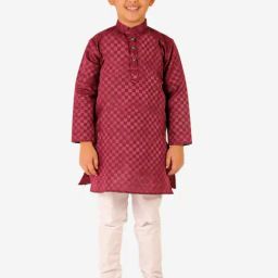 Pro-Ethic Style Developer Kids Maroon & White Printed Full Sleeves Kurta with Pyjamas-picture-35