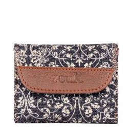 ZOUK Lattice Lace Black Printed Tri-Fold Wallet for Women-picture-3