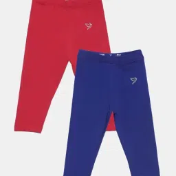 TWIN BIRDS Kids Navy & Red Cotton Regular Fit Leggings (Pack of 2)-picture-24