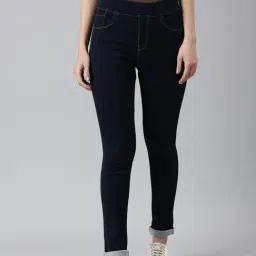 SHOWOFF Dark Blue Denim Skinny Fit Mid Rise Jeans-image-48