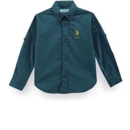 U.S. Polo Assn. Kids Blue Solid Full Sleeves Shirt-image-87