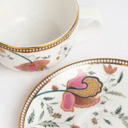 Fabindia Home Zoya Floral Multicolor Ceramic Cup & Saucer - Set of 2 image 4