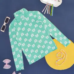 Pantaloons Junior Kids Green & White Floral Print Full Sleeves Sweatshirt-image-56