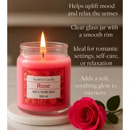Garden Deco Pink Solid Wax 1 pieces Rose Scented Jar Aromatherapy Candle image 5