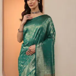 Libas Green Ethnic Motifs Saree with Unstitched Blouse image 5