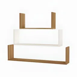 SIVOM 3-Pcs Brown & White Wooden Multipurpose Wall Shelves image 3
