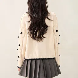 JC Collection Women Cable Knit Pullover with Fuzzy Detail image 2